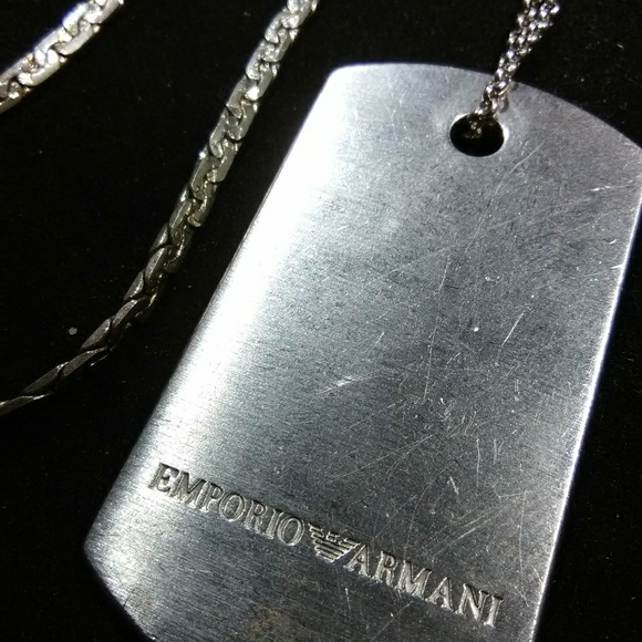 emporio armani men's dog tag necklace